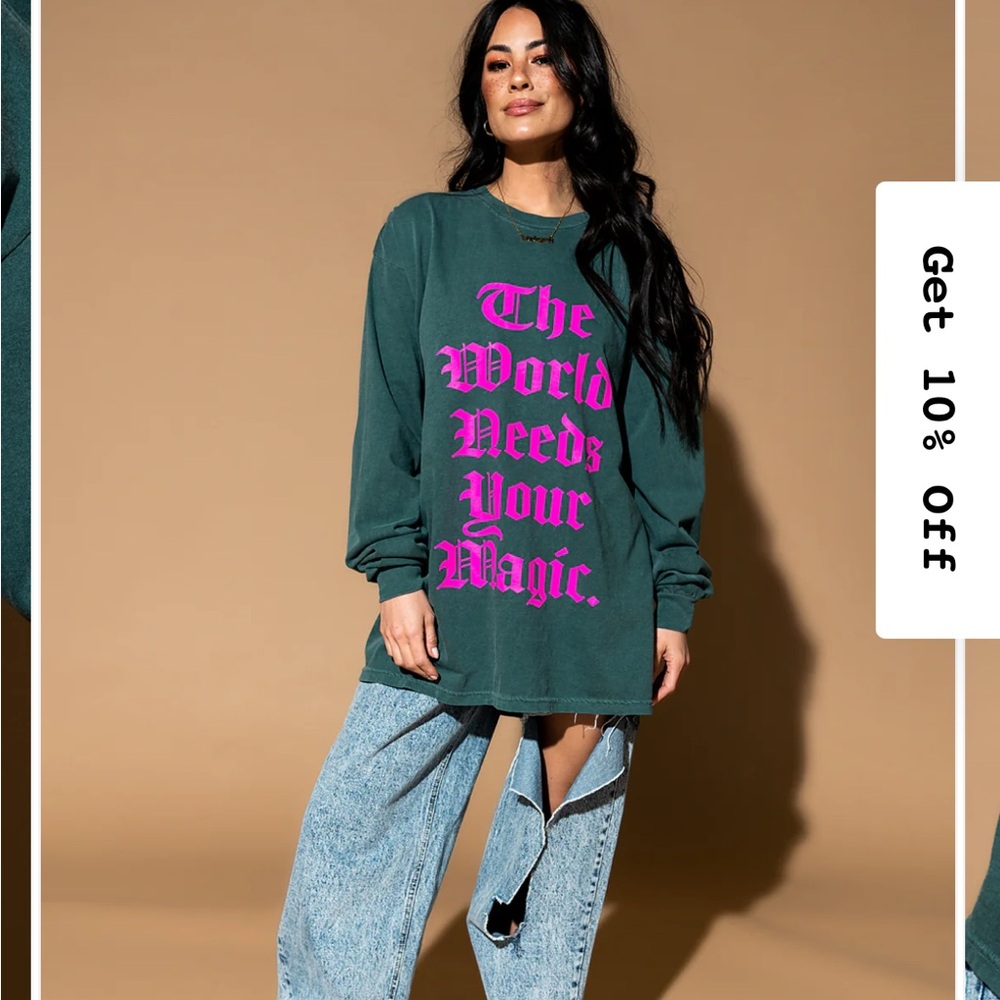 dressed in lala The World Needs Your Magic Mantra Oversized Long Sleeve Tee